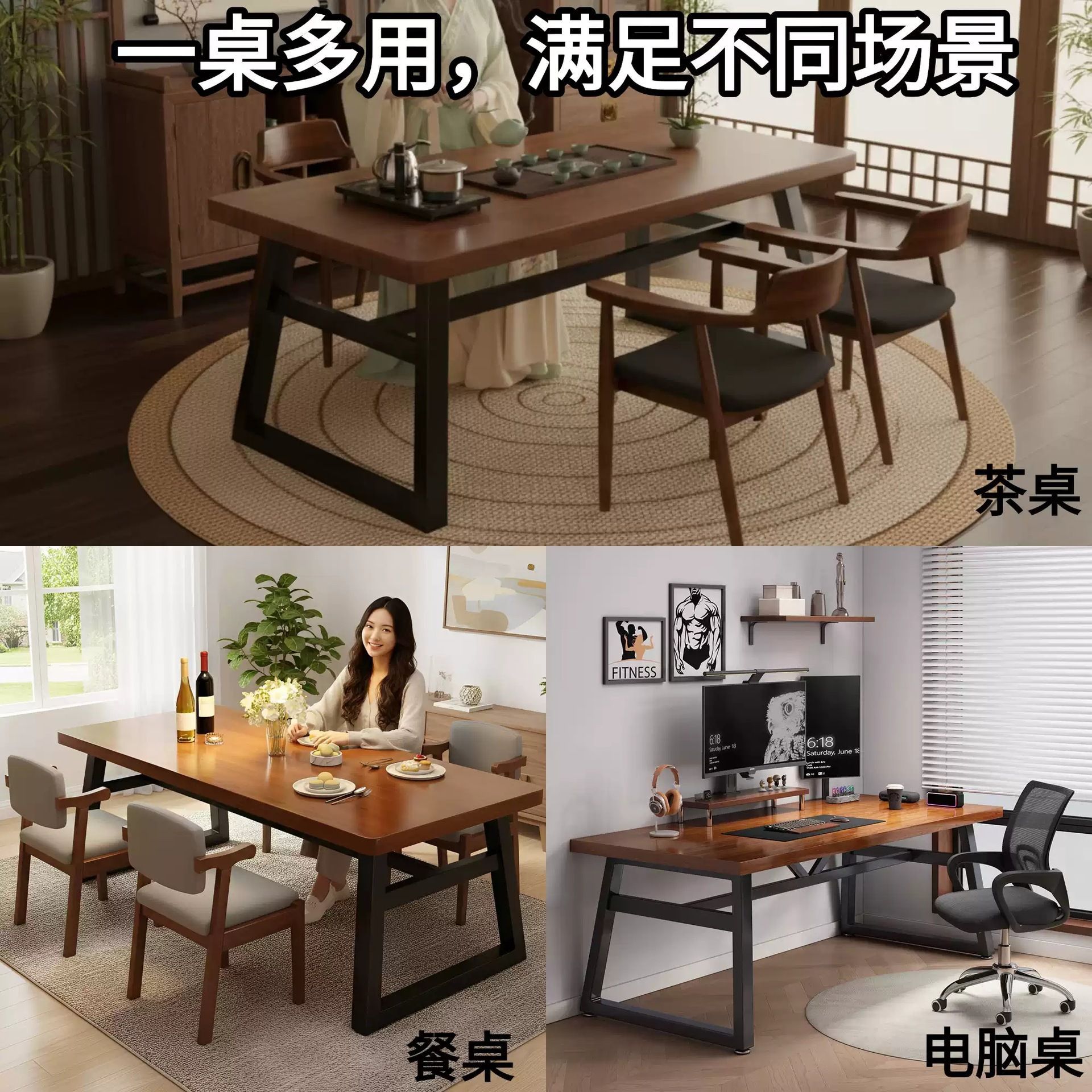 Mesa de comedor multifuncional Mesa cuadrada Mesa cuadrada Mesa de comedor simple Mesa de comedor Mesa de computadora doméstica Mesa de estudio del dormitorio