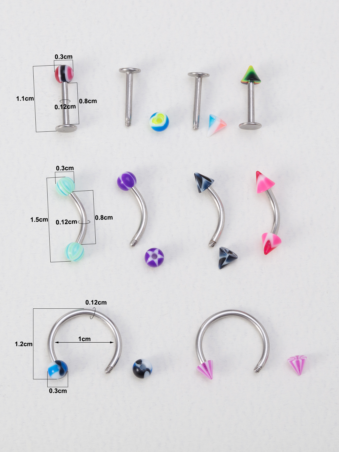 Simple Style Round Stainless Steel Arylic Nose studs 1 Set