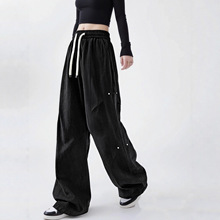 工装裤男款男装休闲裤男直筒宽松阔腿大高级纯棉裤子潮装弯刀裤