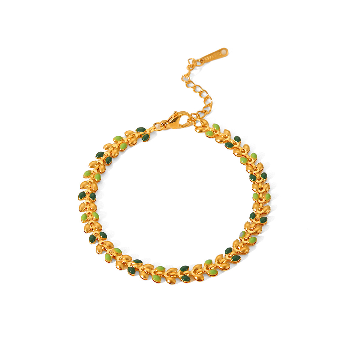 Europa y los Estados Unidos transfronterizos ins viento rojo con acero de titanio pulsera de goteo de aceite 18K oro acero inoxidable pulsera de hoja de oliva joyería