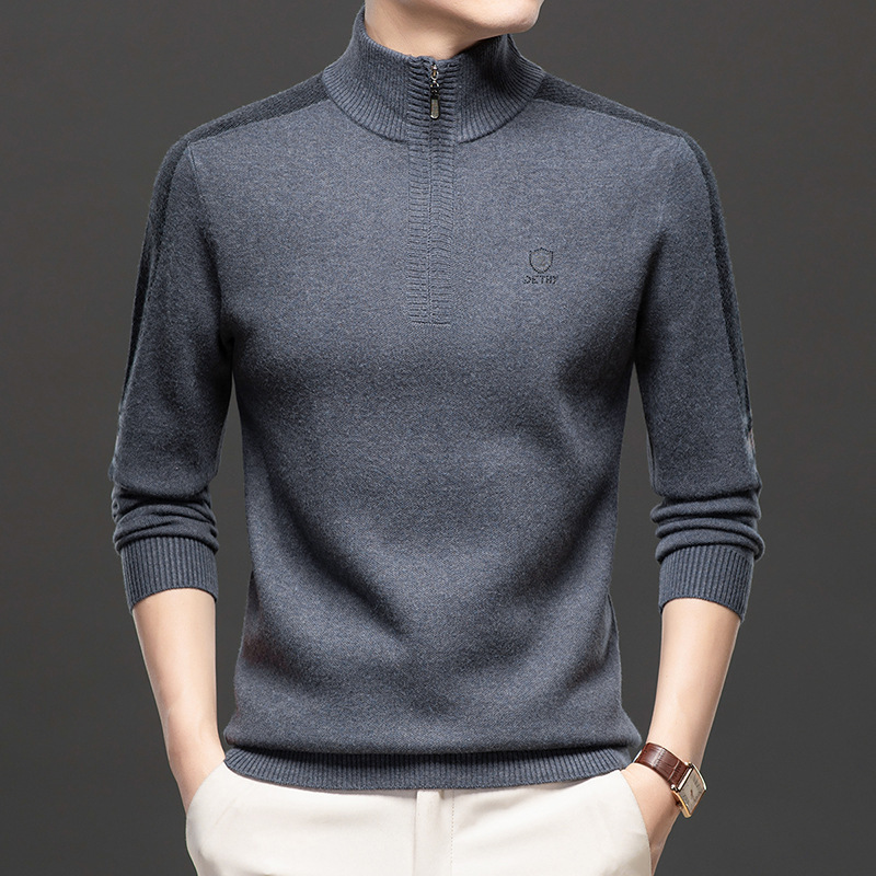 男士羊毛衫中年男式针织毛衣套头宽松爸爸长袖打底衫羊毛男装毛衣