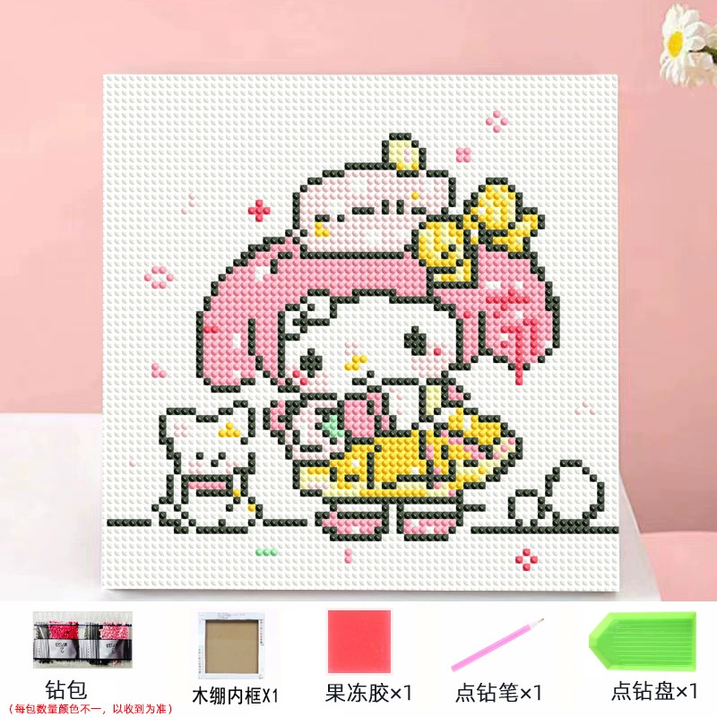 Набор алмазной мозаики DIY Kuromi и мультфильмы 20×20 см, рамка-наклейка, детское творчество