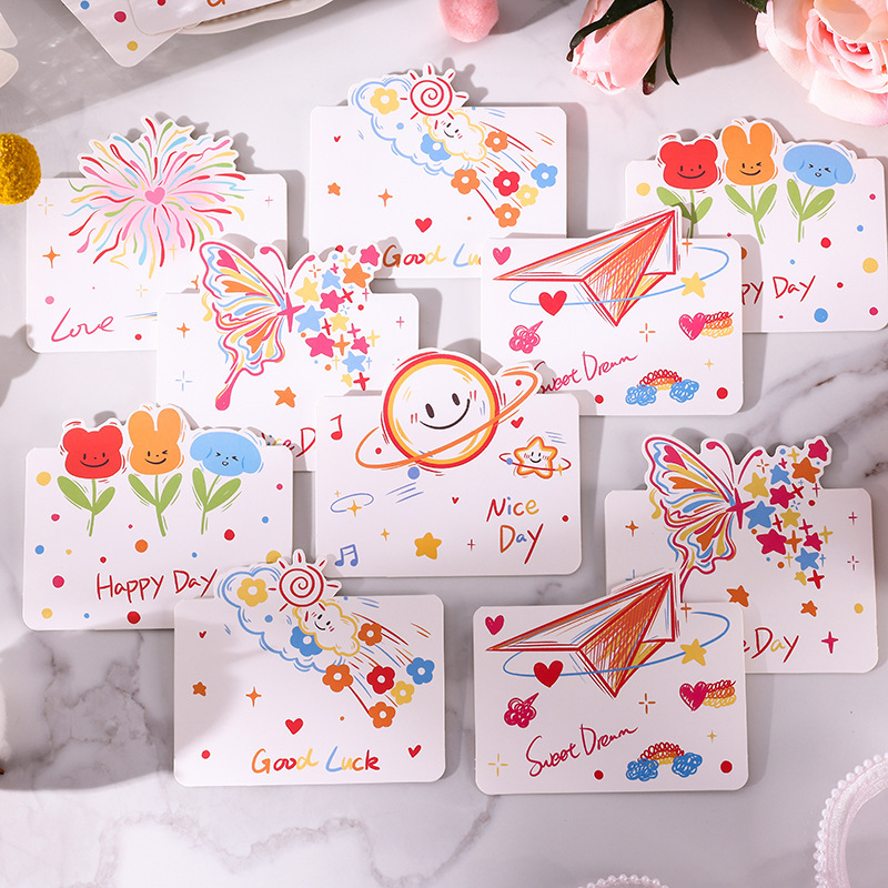 Simple stick figure greeting card Tanabata Valentine's Day baking flower shop birthday thank you card blessing card foreign trade wholesale