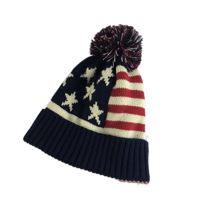 Unisex Cute hairball knitted hat Autumn Winter men's and women's trends Star striped warm woolen hat pullover hat_voghion.com