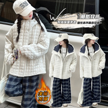 女童冬装外套2025新款洋气儿童韩版秋冬款时髦中大童夹棉加厚上衣