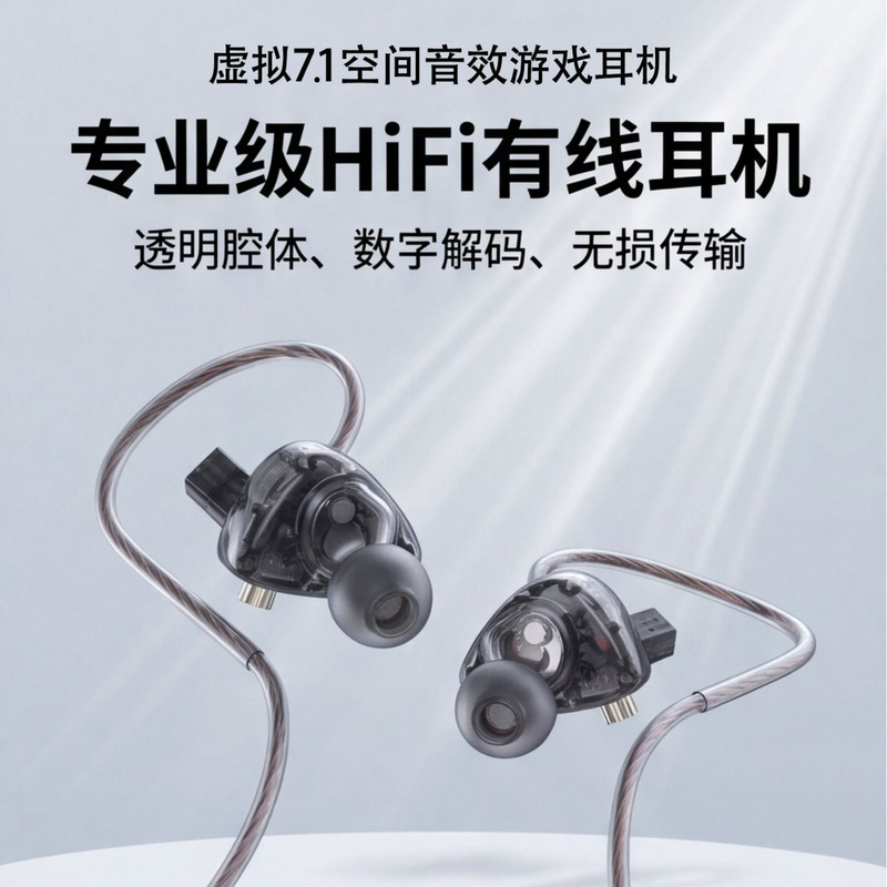 Wired HiFi headphones with interchangeable cables, good sound quality, type-C in-ear design