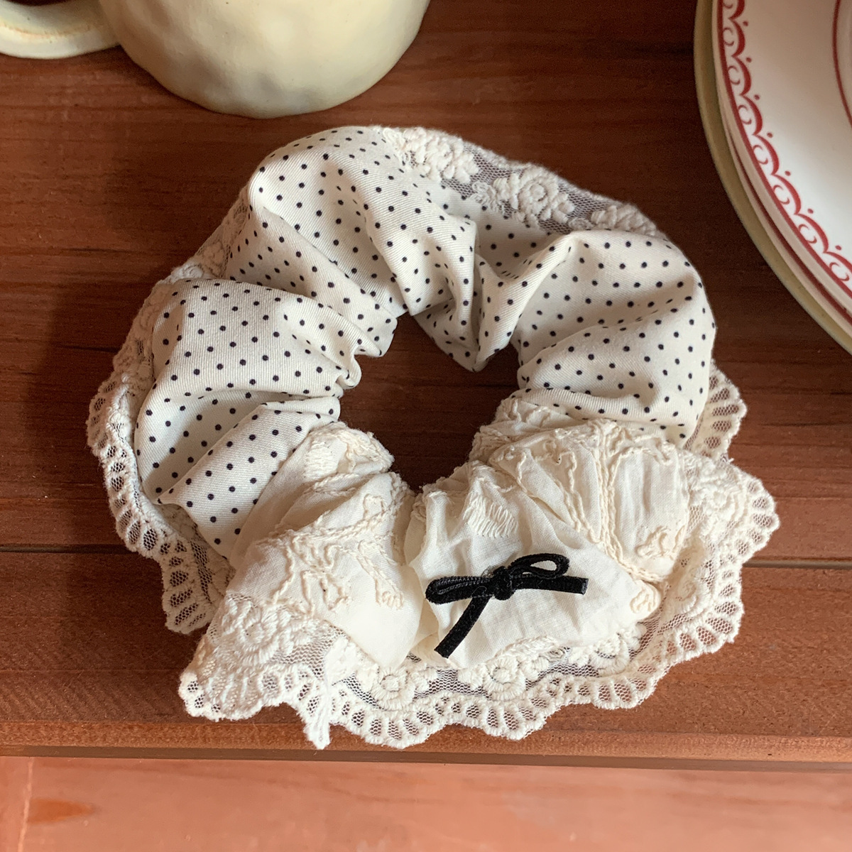 Coreano de encaje a cuadrícula anillo de cabello de intestino para mujeres 2026 nuevo estilo de cabello in-viento de gran tamaño bolas de cabello flor de tocado