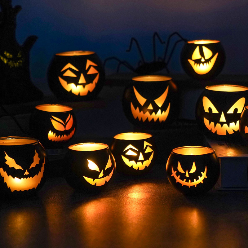 国境を越えた新しいハロウィーンの面白いカボチャのガラスキャンドルホルダーフェスティバル雰囲気の装飾小道具装飾装飾品|undefined