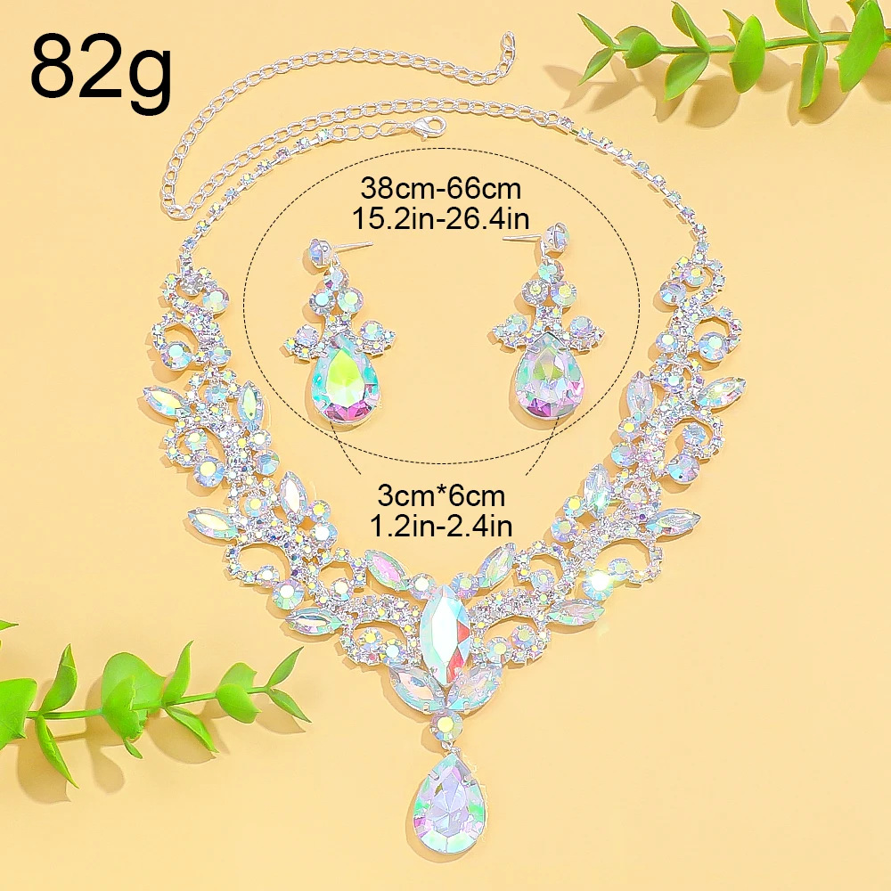 AliExpress Fire Diamond Diamond Jewelry Set Exagerated Diamond Clavicle Bracelet Accessories Jewelry Set