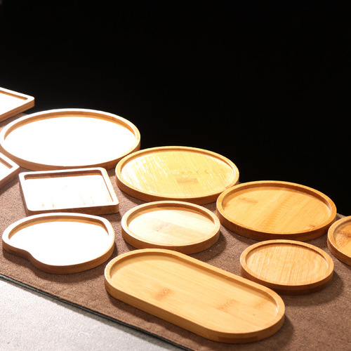 Gardening succulent flower pots, bamboo trays, cross-border export potted plant bottom trays, creative micro-landscape bamboo wood base waterproof trays