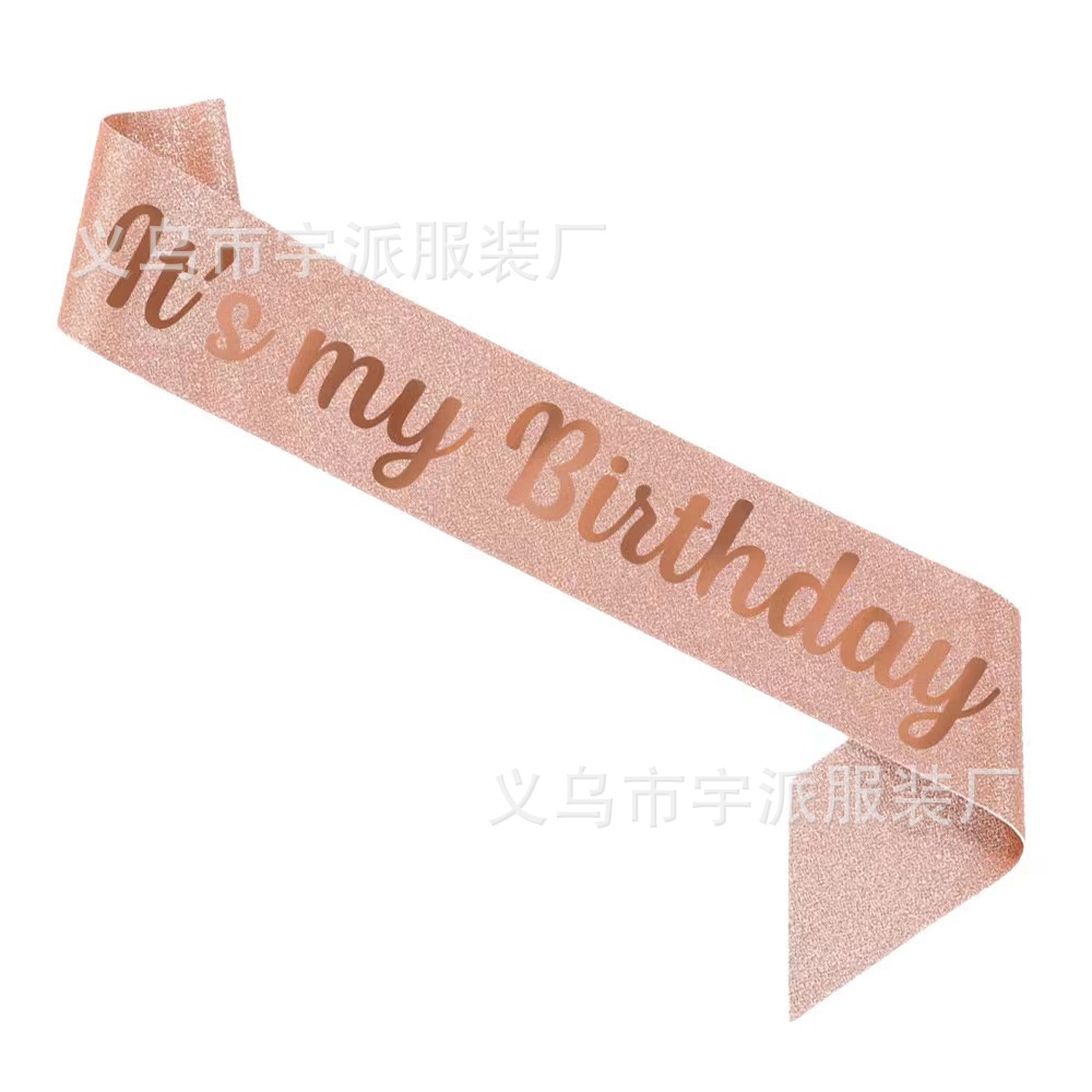 Factory Supply Glitter Etiquette Belt lt's my BIRTHDATJIADY Shoulder Belt Birthday Girl Belt