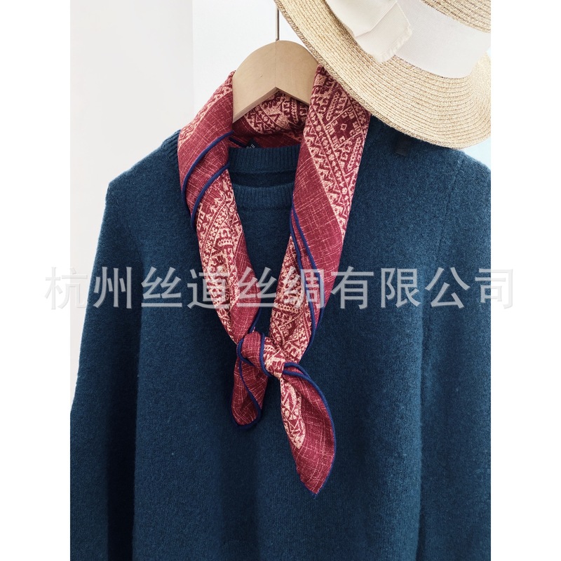 双面印花真丝羊毛丝巾女秋冬经典腰果花百搭气质丝巾保暖围巾跨境|undefined
