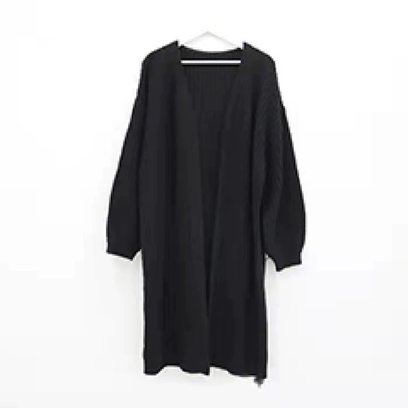 Фонарик, длинный вязаный кардиган, свитер, куртка, корейский стиль, осень, V-образный вырез, свободный крой