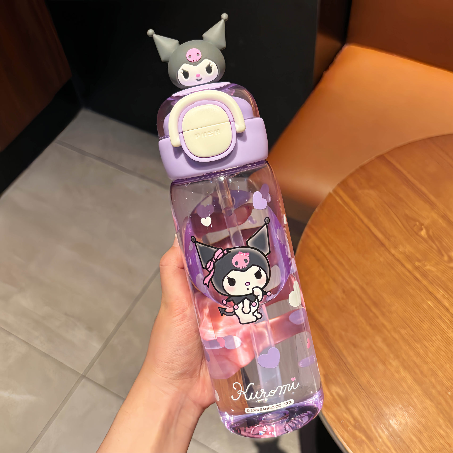 Sanrio 2026 nuevo lindo niño doble bebida taza de paja de alto valor facial para niñas taza de plástico especial para la escuela