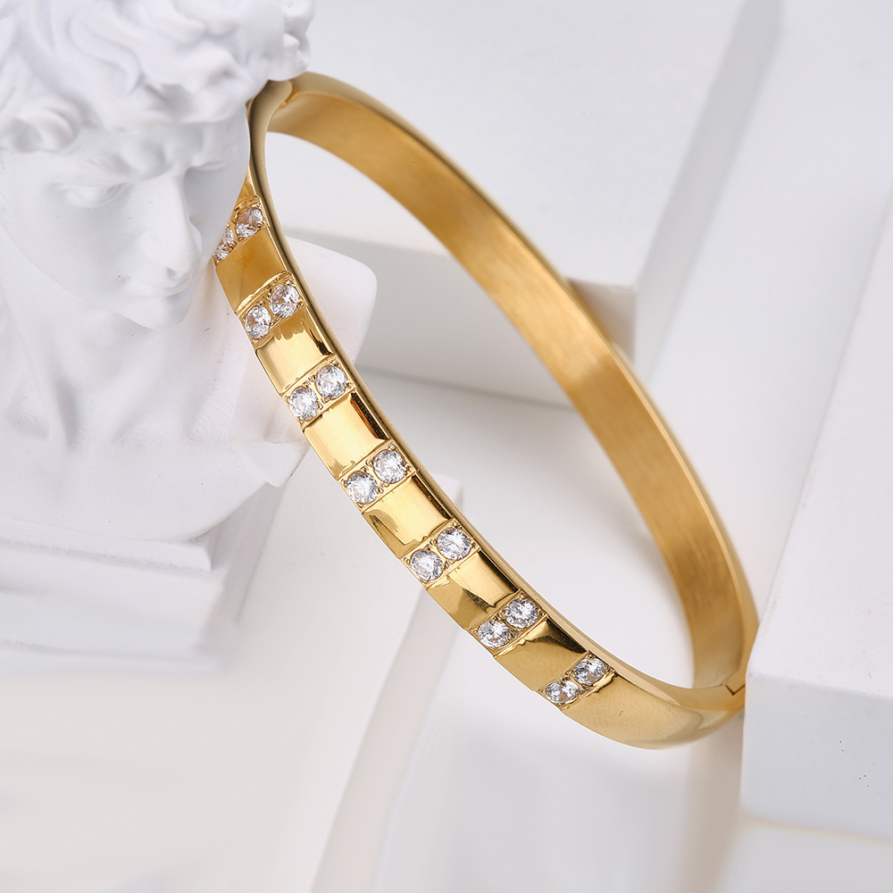 Bracciale in acciaio al titanio con zircone per uomo e donna_voghion.com