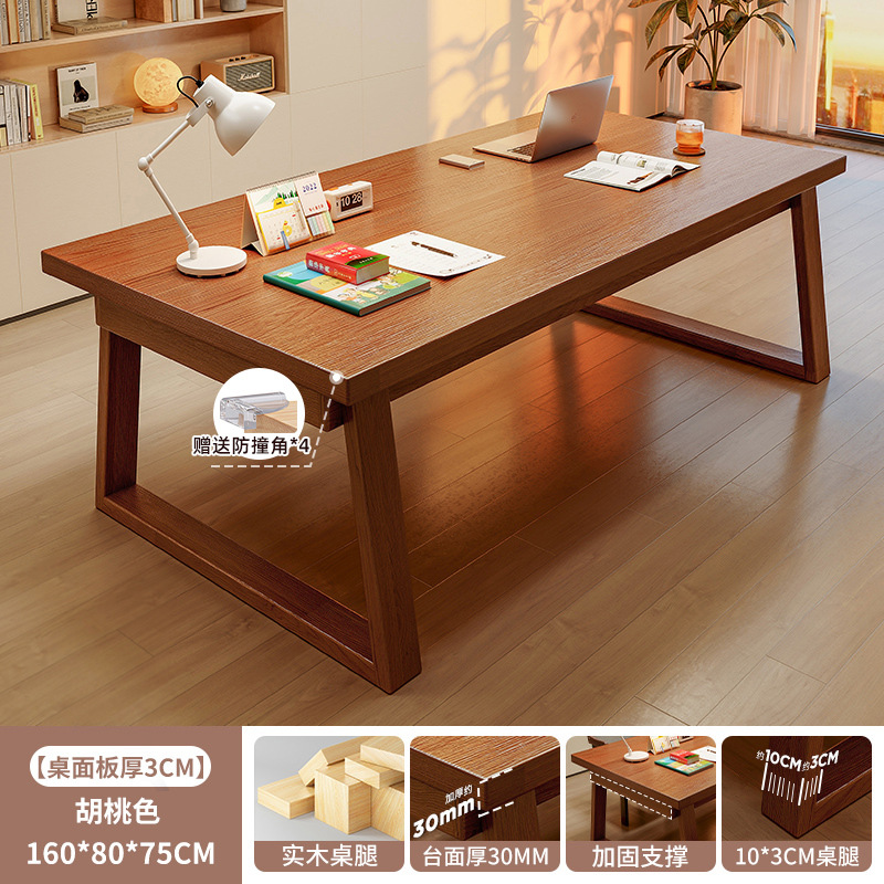 Salón de estar escritorio largo para la sala de estar escritorio de escritorio escritorio de madera maciza escritorio de computadora para estudiar doble mesa larga