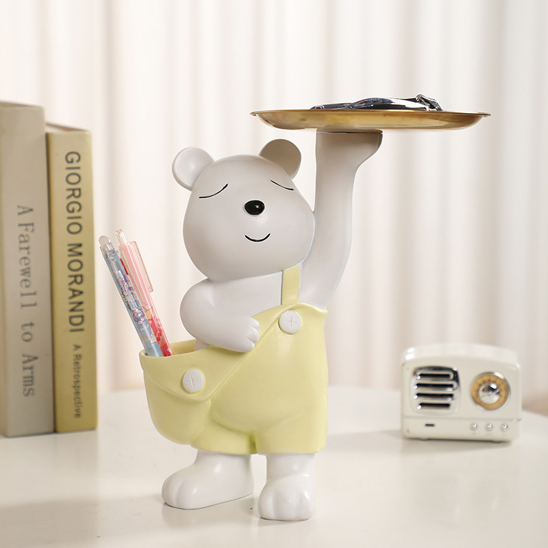 Pocket bear entrance key storage decoration cream style living room Tray storage rack moving new home housewarming gift