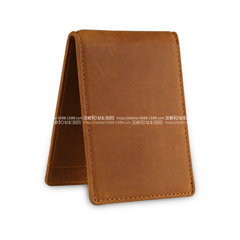 定制男士真皮錢包頭層牛皮rfid錢包短款美金夾卡包