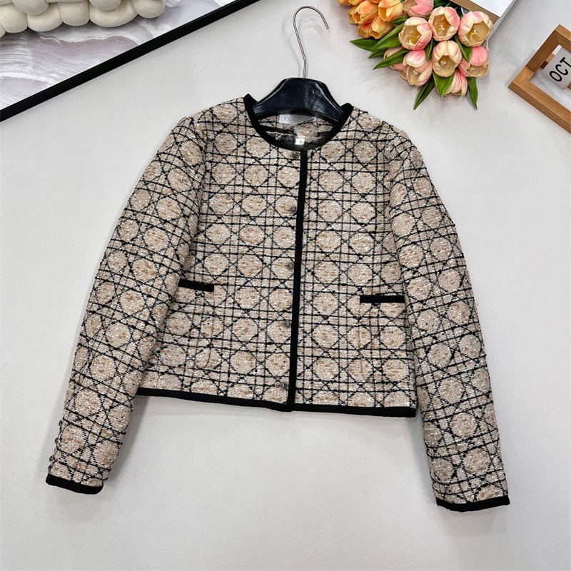 25 Autumn and Winter New Nanyou Haute Couture Dio Simple Casual Elegant Versatile Plaid Tweed Jacket