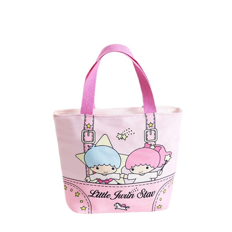Cartoon linen bag, handheld lunch box bag, tableware for elementary school students, organizer bag, food bag