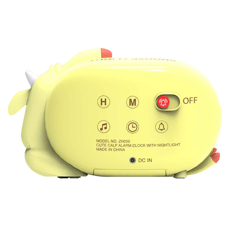 新款牛太郎睡姿座钟儿童卡通萌宠多功能夜灯闹钟卧室起床贪睡闹钟