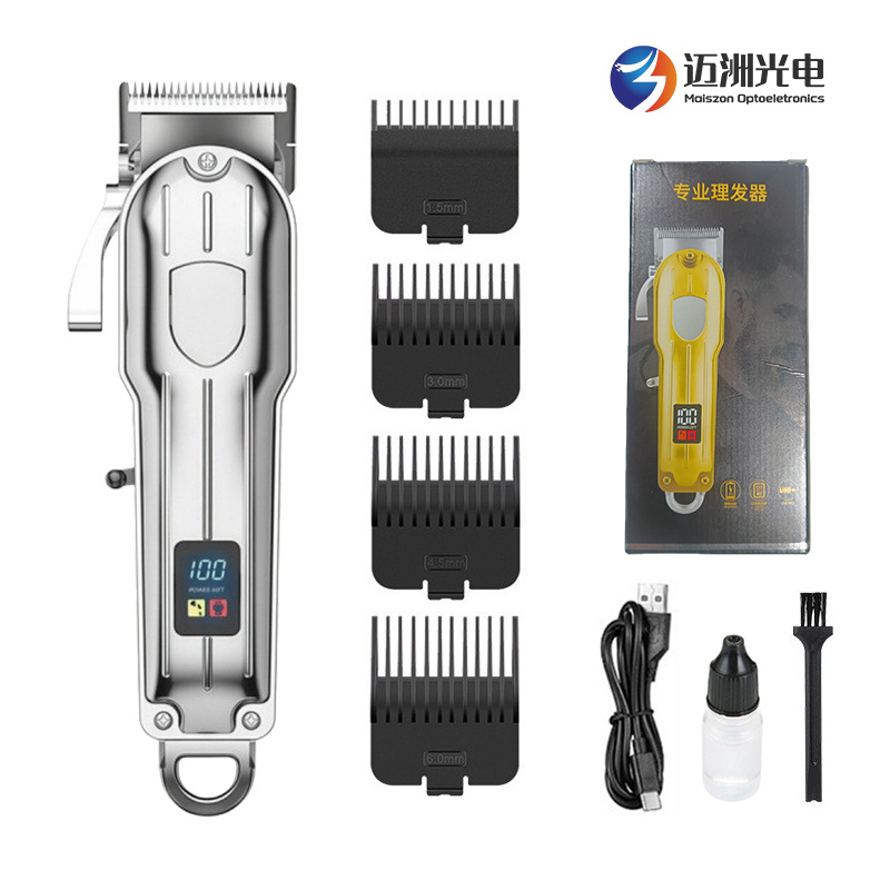 Cortadora de Pelo Recargable con Batería de Litio, Éxito de Ventas Transfronterizo, con Pantalla LCD para Uso Doméstico y en Salón, Cortadora de Pelo Eléctrica Profesional