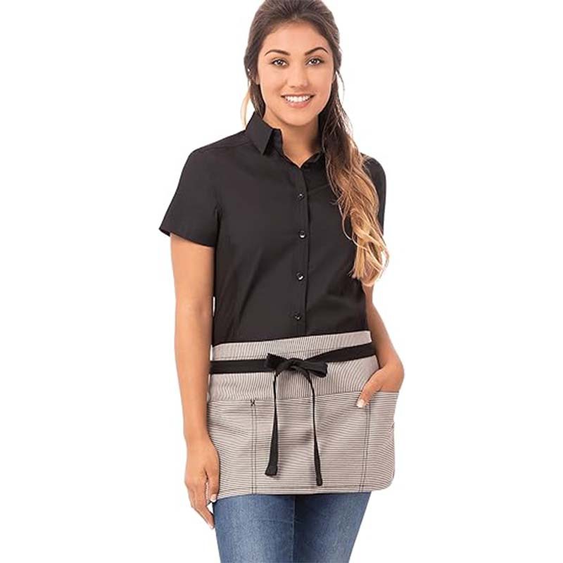 Transfronterizo rayas delgada poliéster algodón delantal corto Amazon comercio exterior cocina barista ropa de trabajo delantal de busto