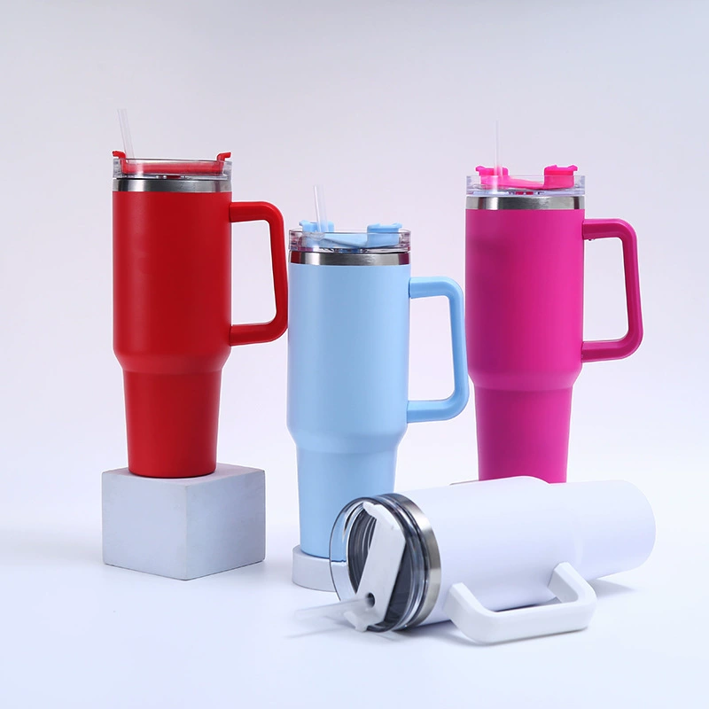 Travel handheld capacious glass stainless steel, tea cup, straw, 40 oz, stainless steel AISI 304