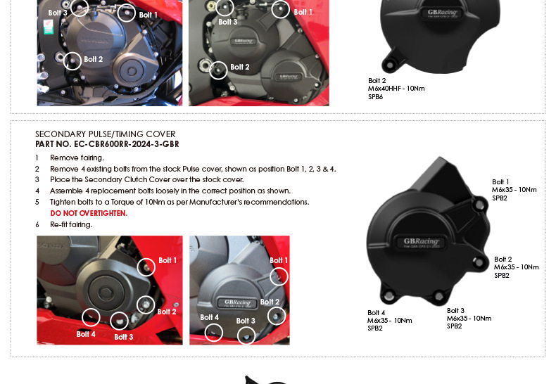 Suitable for Honda Cbr600Rr 2009-2026 Modified Engine Protective Cover Gbracing Anti-Fall Side Cover