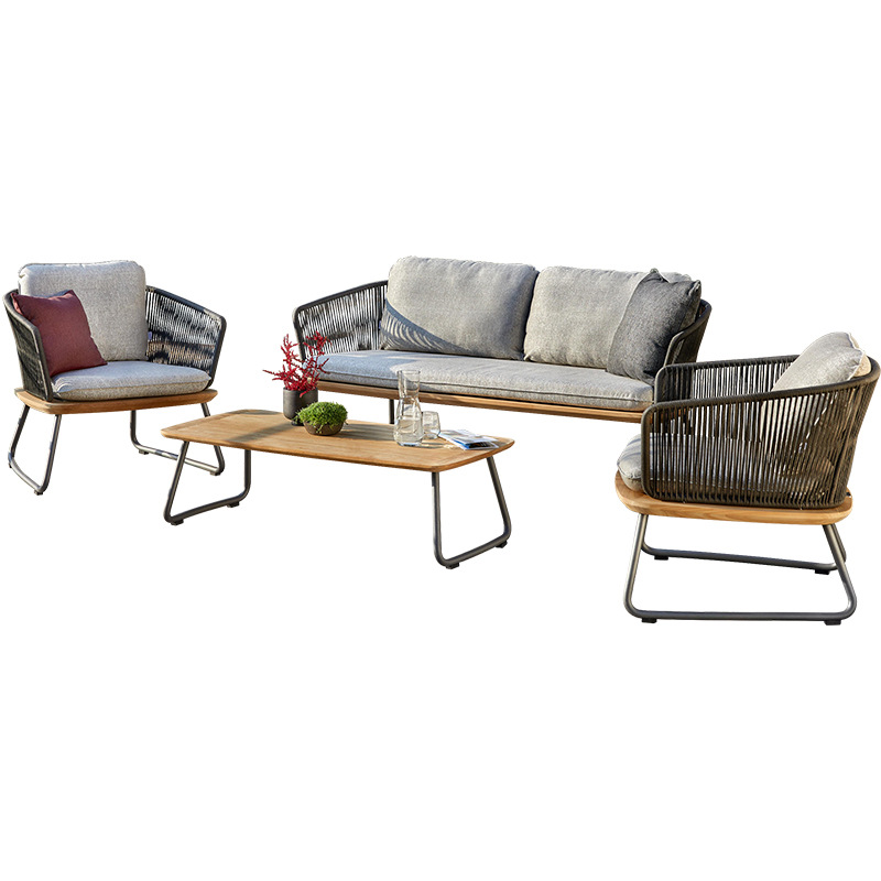 Conjunto de muebles de teca para exteriores, resistentes al sol y al agua, para patio, terraza, jardín, balcón, ideal para casas de huéspedes, hoteles y ocio, muebles de ratán.