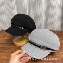 英伦风金属扣早春新款八角帽子女2026复古大头围百搭显脸小报童帽