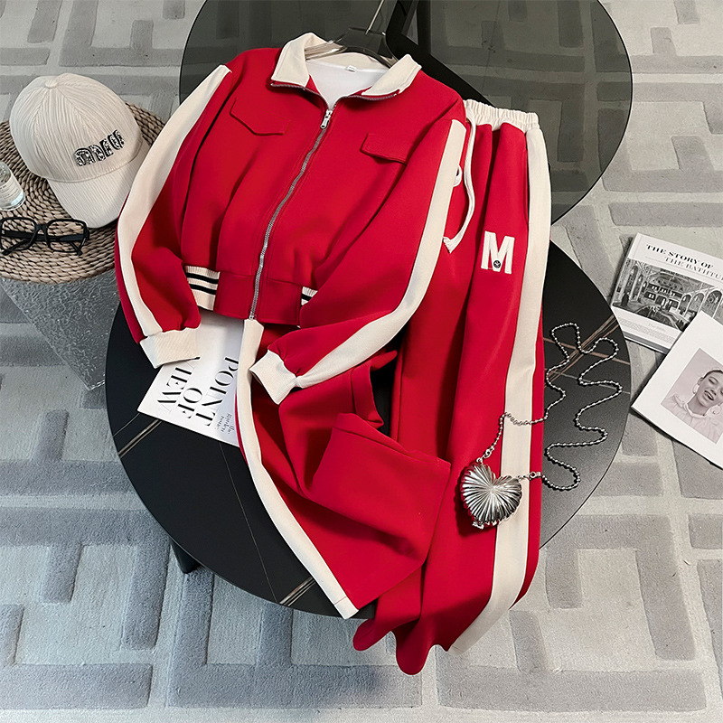 Damenbekleidung Frühling und Herbst Modischer Streetstyle High-End-Pullover Weite Beinhose Zweiteiliger Anzug_voghion.com