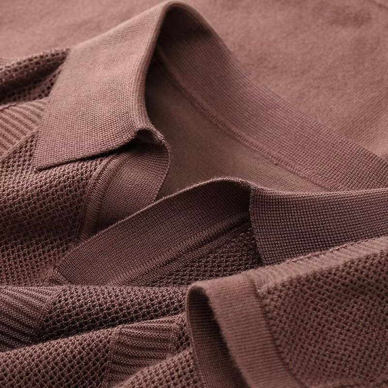 Polo camiseta de punto camiseta de manga corta camiseta de hombre cuello en V gaviota cuello textural vieja fábrica de viento de verano al por mayor