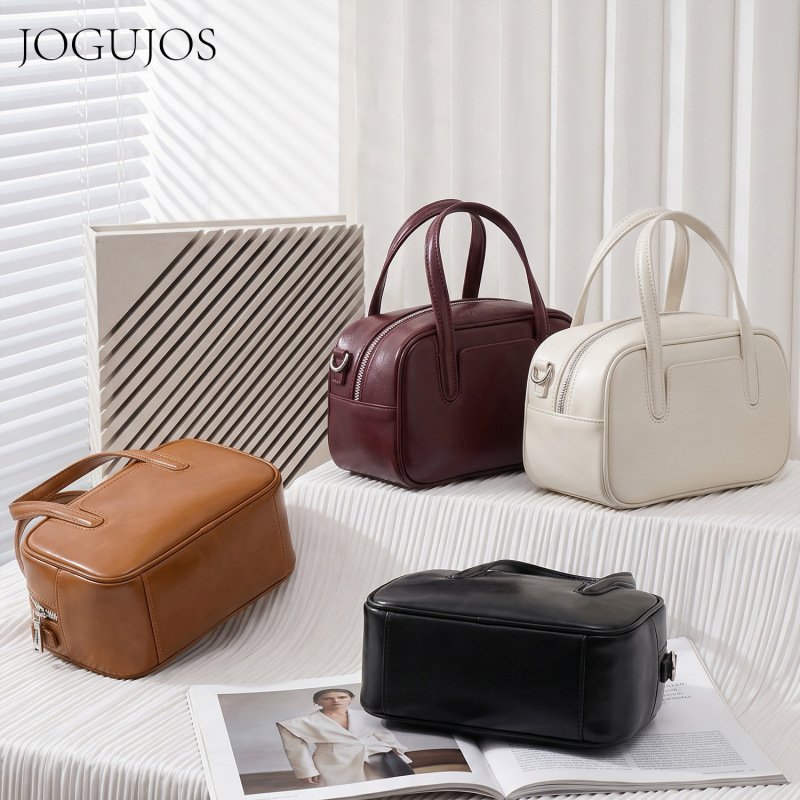 Jogujos Genuine Leather Boston Bag, Multifunctional Women's Handbag, Retro High-End Crossbody Bag, Fashionable Women's Bag Jogujos Genuine Leather Boston Bag, Multifunctional Women's Handbag, Retro High-End Crossbody Bag, Fashionable Women's Bag