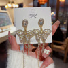 Fashionable earrings from pearl, silver needle with tassels, internet celebrity, silver 925 sample, light luxury style