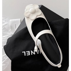 シープスキンバージョン～フレンチフラワーの優しいスタイルのワンストラップメリージェーンシューズとスカート付き、女性用のエレガントな浅いヒールの厚底シューズ
