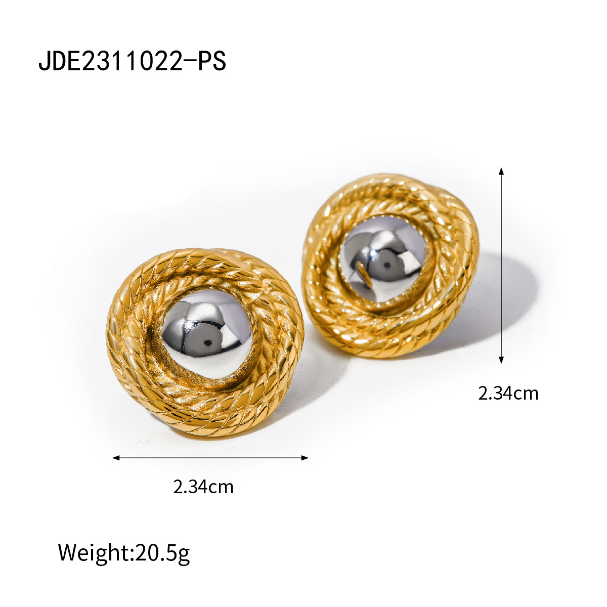 JEDING Europa y los Estados Unidos aretes de acero inoxidable colgante en joyas de orejas de oro de titanio 18k aretes de acero lujosos y de alta calidad