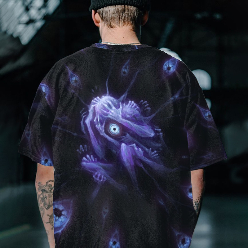 メンズ3Dデジタルゴールデン元記号パターンラウンドネックと半袖tシャツ、夏カジュアルファッションファッション|undefined