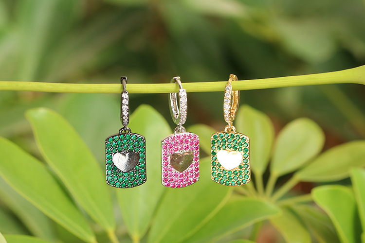 Copper Material Geometric Pattern Fashion Multicolor Micro-inlaid Zircon Earrings Wholesale