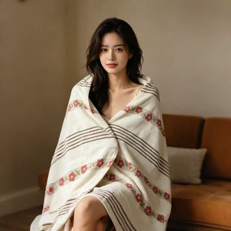Export single cotton-linen gauze bath towel, new model for all seasons, ultra-soft, absorbent, quick-drying, double-sided, all-cotton-linen adult bath wrap Export single cotton-linen gauze bath towel, new model for all seasons, ultra-soft, absorbent, quick-drying, double-sided, all-cotton-linen adult bath wrap