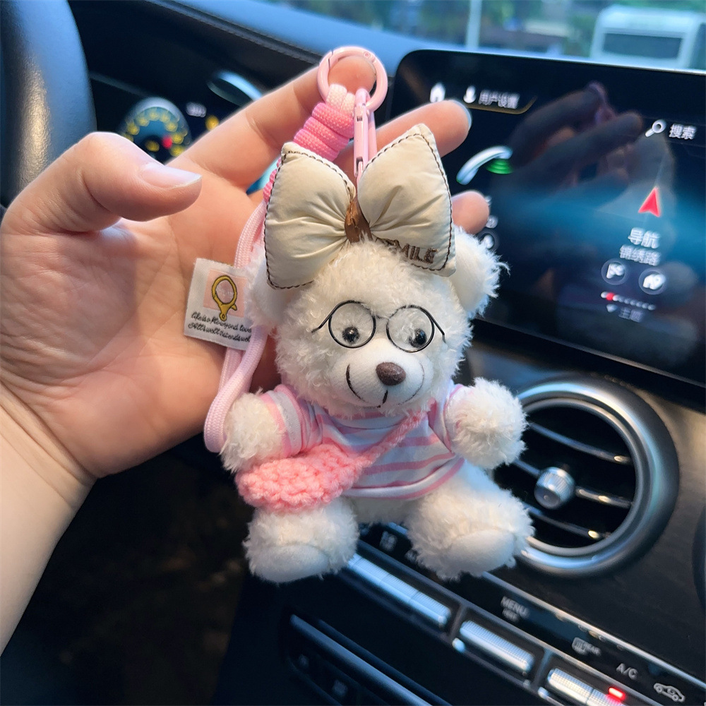 Red popularidad de aire de oso llavero de dibujos animados de alta calidad muñeca de peluche lindo bolso colgante llave del coche mujer