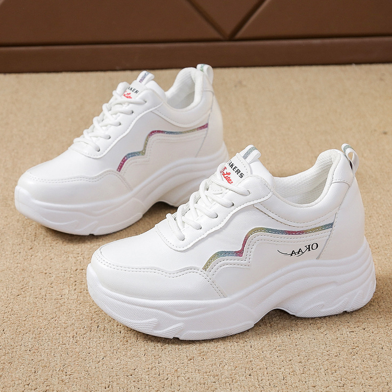 Popular Thick-Soled Inner Heightening Daddy Shoes for Women Leather Ins Trbottomy 2025 Spring New Versatile Casual Sports Shoes Popular Thick-Soled Inner Heightening Daddy Shoes for Women Leather Ins Trbottomy 2025 Spring New Versatile Casual Sports Shoes