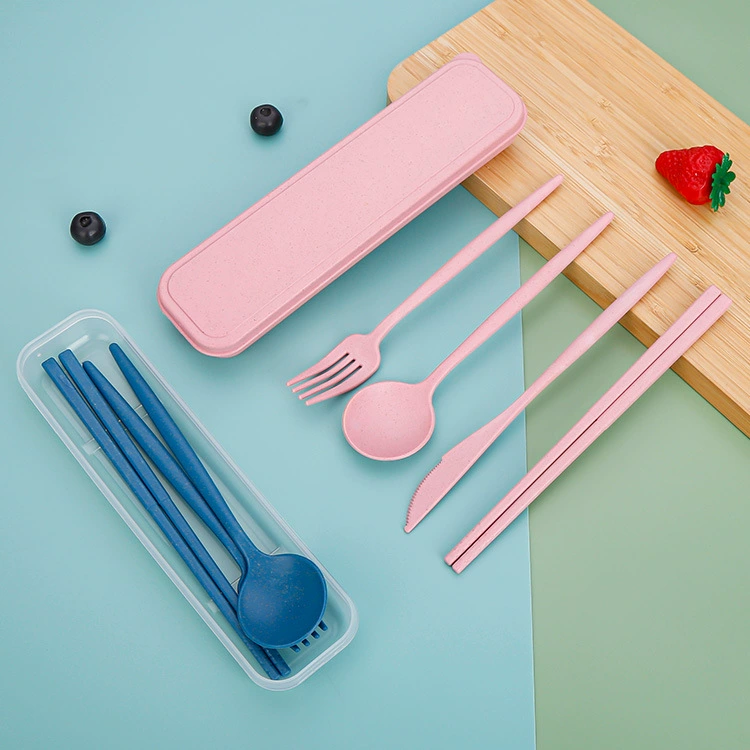 Handheld tableware, spoon, fork, chopsticks, set for traveling, 4 piece set, wholesale, Birthday gift