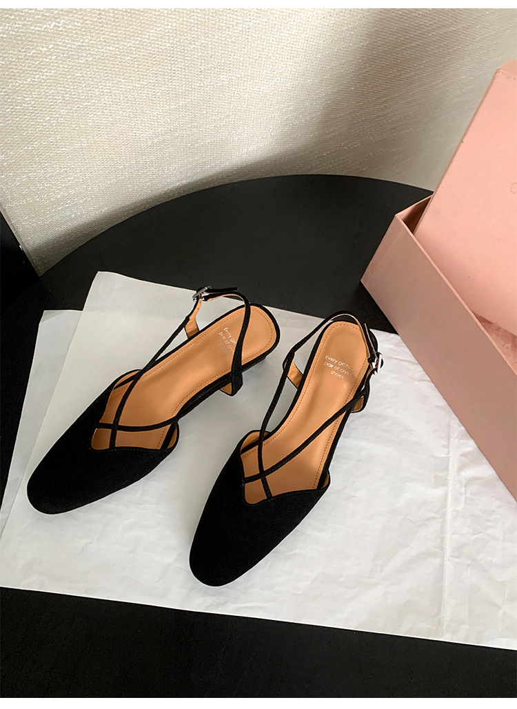 Sandal nữ quai ngang mũi trùm gót vuông 5 cm phong cách Hàn Quốc — đen chi tiết 28
