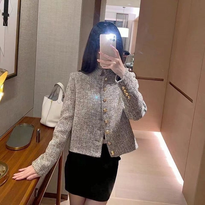 Xiaoxiangfeng 西洋スタイルの女性のジャケット春と秋 2025 春の新しいスタイルの女性のための小さなツイード気質トップ|undefined