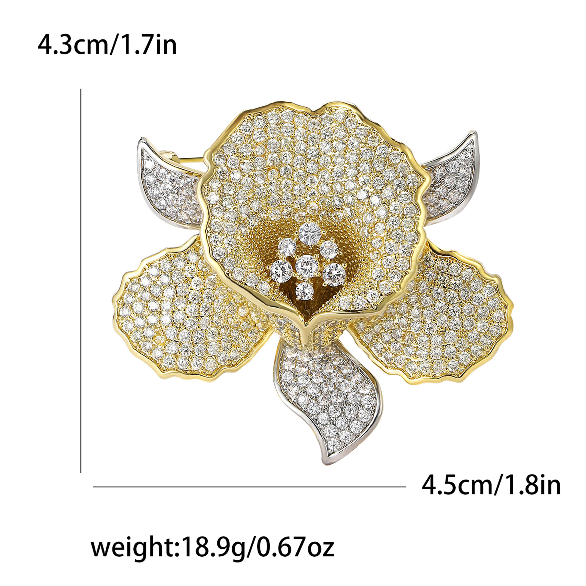 Elegant Luxurious Pin Flower Copper Inlay Zircon Women's Brooches display picture 2