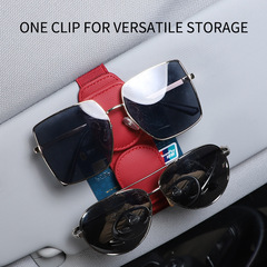 Car Glasses Clip, Car Mount Sunglasses Holder, Sunshade Storage Clip, Leather Multifunctional Sunglasses, Document Card Holder, Cross-border