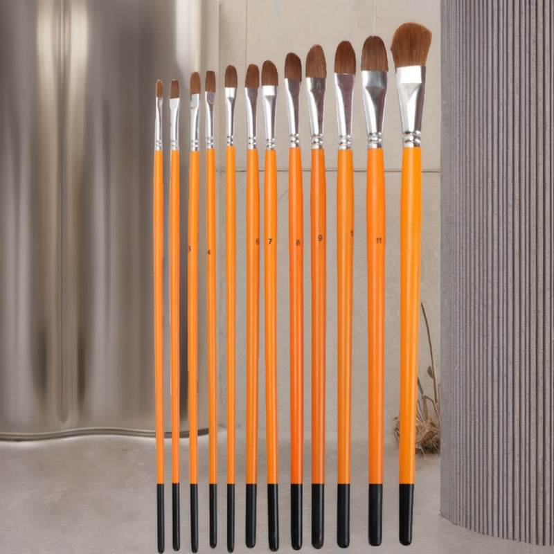 Van Gogh 826 Long Rod Wooden Round Head Wolfhair Oil Brush Watercolor Water Chalk Propylene Brush Art Painting Brush