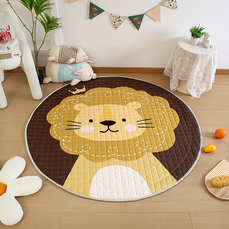 Customized Cross-Border Ins Round Floor Mat Foldableable Kidsren's Toy Storage Bag Bedroom Study Baby Crawling Carpet