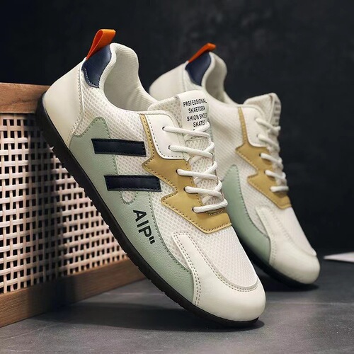 Wholesale Men's Spring Mesh Breathable Sports Casual Bean Shoes for Youth Soft Sole Trendy Lightweight Matchable Platform Shoes